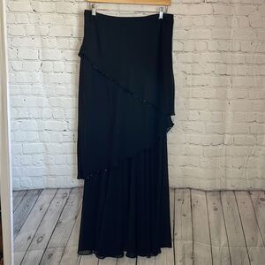 Dress Barn Maxi Womens Black Skirt size 14 3 tier Embellished